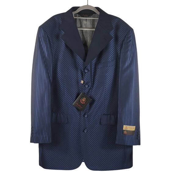 Pallini Navy Oxford Superior 150's Men's Suit Jacket 42R 36W NWT - Picture 1 of 7